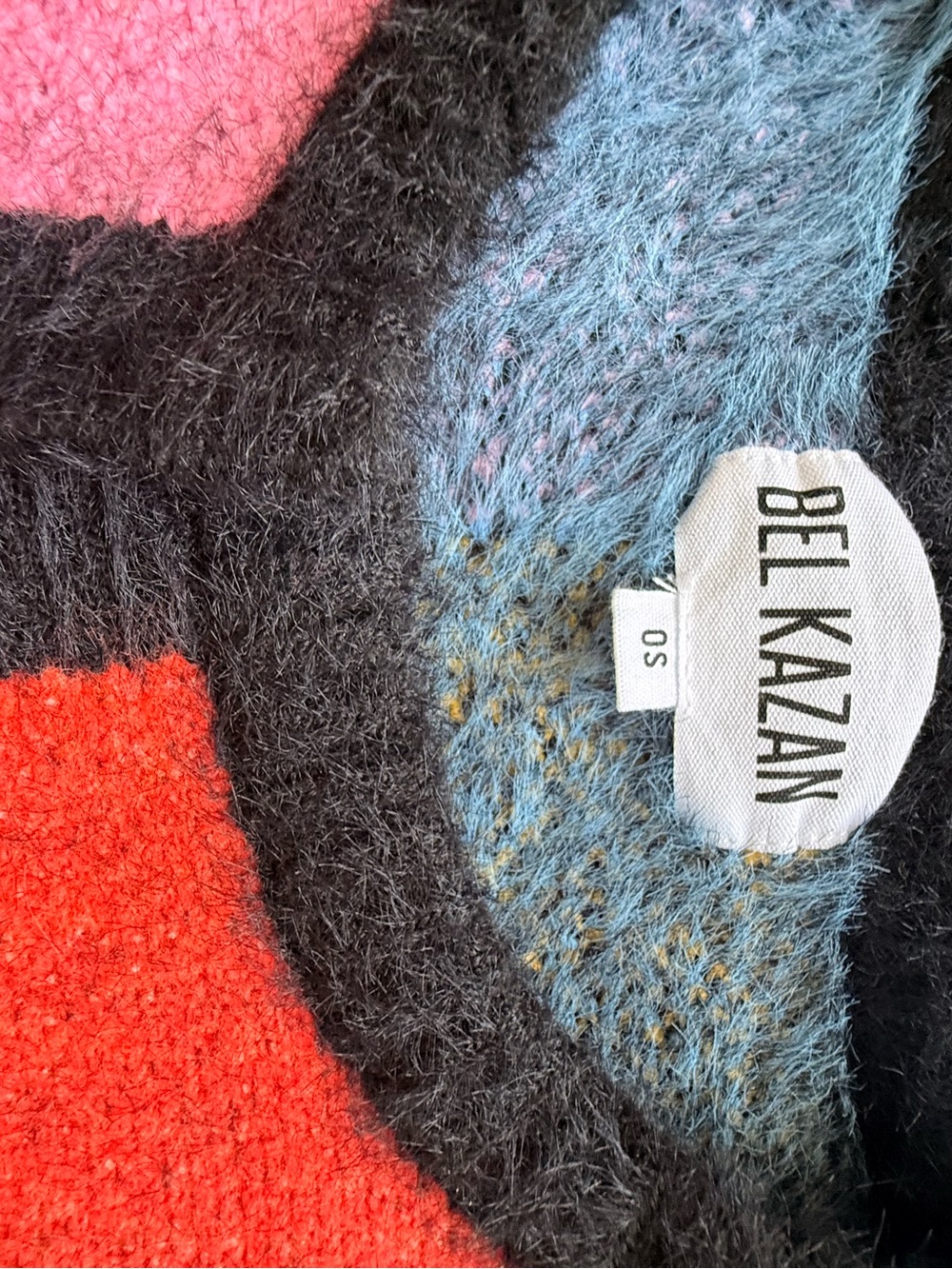 Colorblock Fuzzy Knit Sweater - Pink, Red, Mustard - Picture 6 of 8